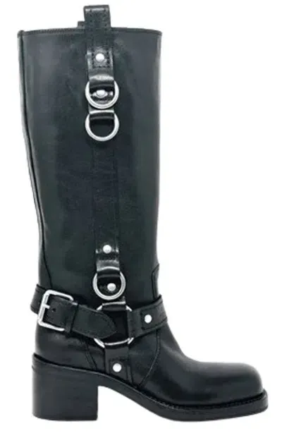 Ash Scorpio Square Toe Biker Boots In Black