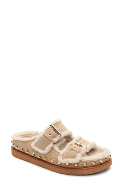 Ash Uma Faux Fur Sandal In Camel/tofu