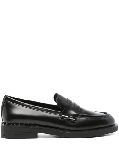 Ash Studs Detailed Round Toe Loafers In Black