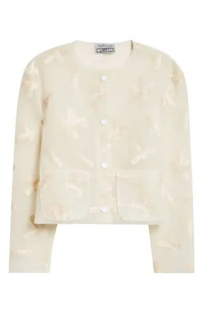 Ashley Williams Adhesive Bandage Sheer Jacket In Ecru