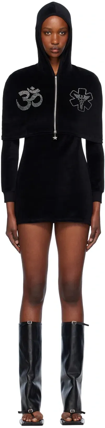 Ashley Williams Black La Minidress In Black Velour/hot