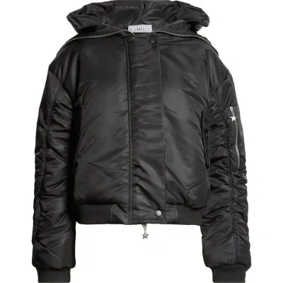 Ashley Williams Butterfly Nylon Bomber Jacket In Black