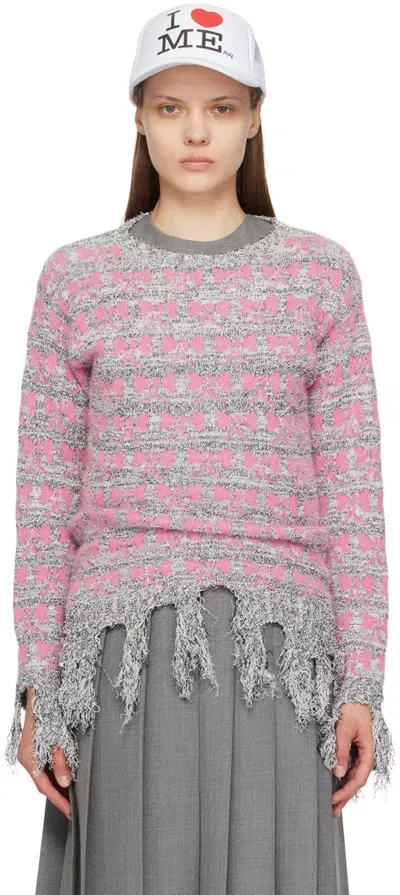 Ashley Williams Multicolor Frayed Sweater In Melange/pink