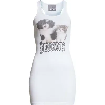 Ashley Williams Puppy Rib Cotton Tank Dress In White