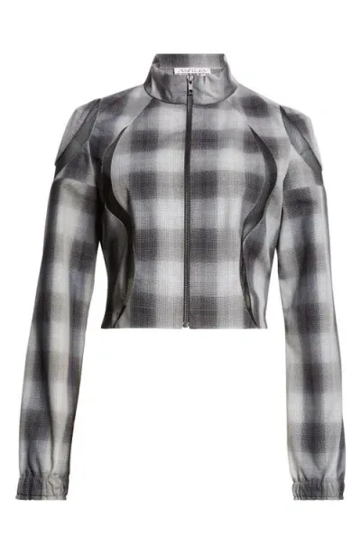 Ashley Williams Space Mesh Inset Plaid Jacket In Check