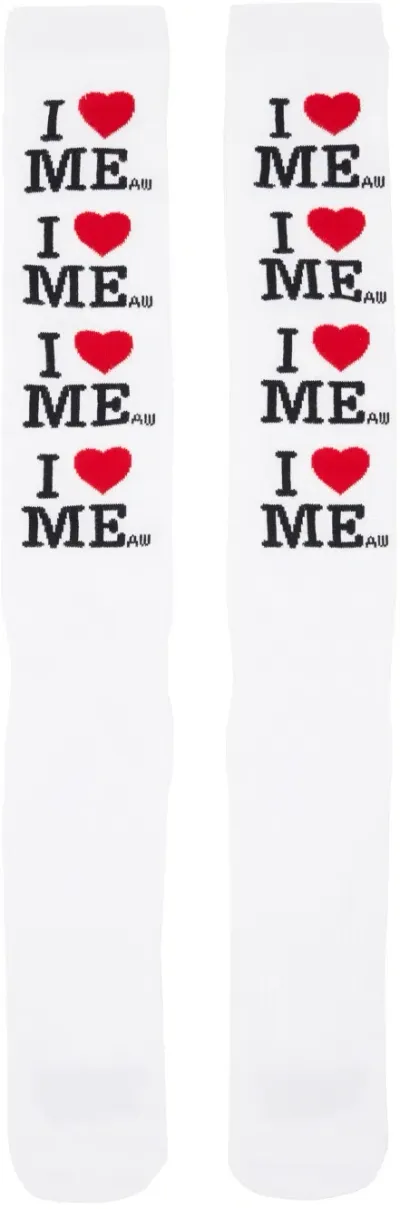 Ashley Williams ホワイト I Heart Me ソックス In White