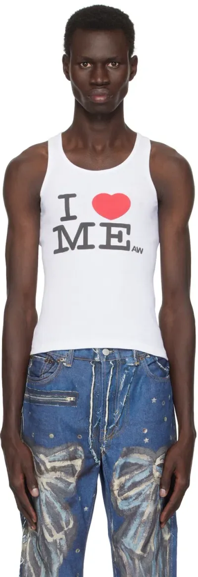 Ashley Williams White 'i Heart Me' Tank Top