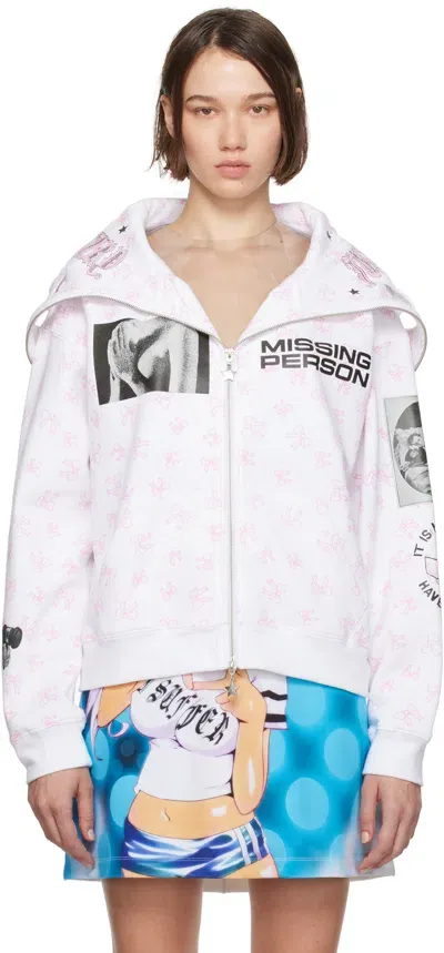 Ashley Williams White 'missing Person' Butterfly Hoodie In White W. Bows