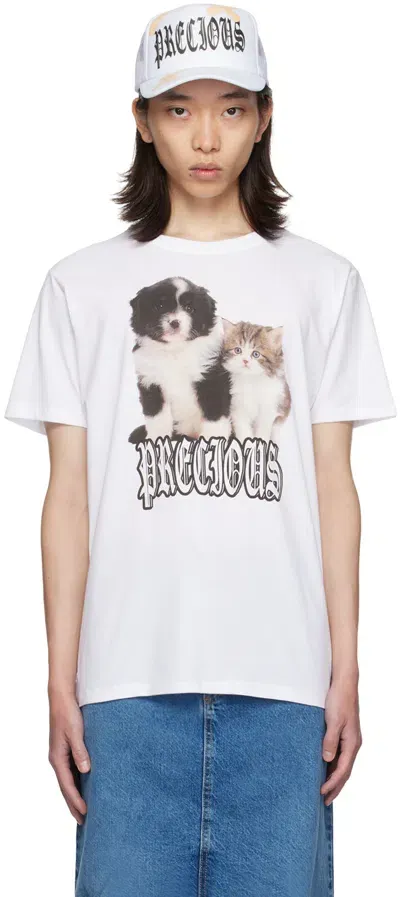 Ashley Williams White Puppy & Kitten Danny T-shirt