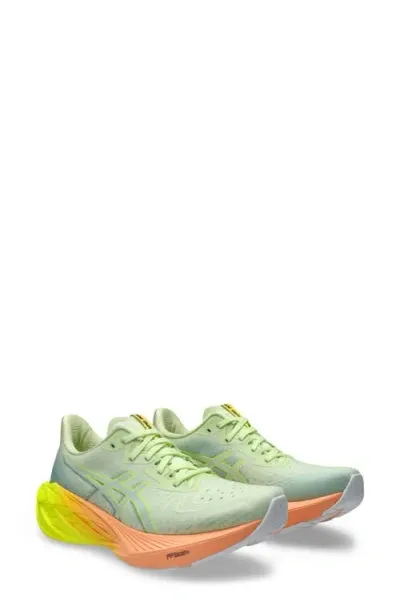 Asics ® Novablast 4 Paris Running Shoe In Cool Matcha/safety Yellow