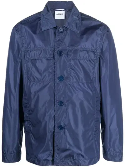 Aspesi Buttoned Long-sleeve Shirt In Blau