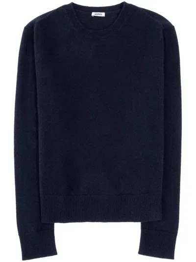 Aspesi Cashmere Crew-neck Sweater In Blue