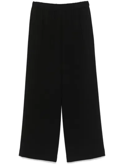 Aspesi Crepe Elasticated Trousers In Black