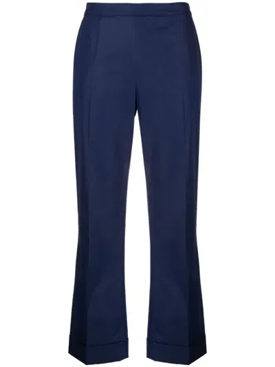 Aspesi Cropped Flared Trousers In Blue