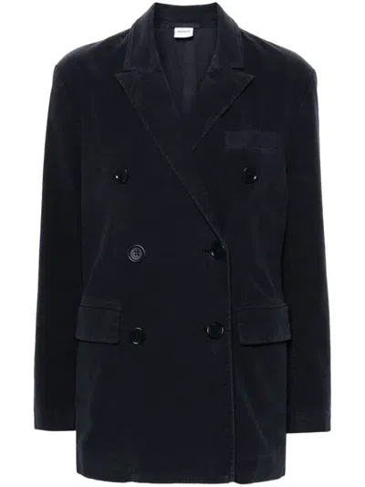 Aspesi Double-breasted Blazer In Dark Blue