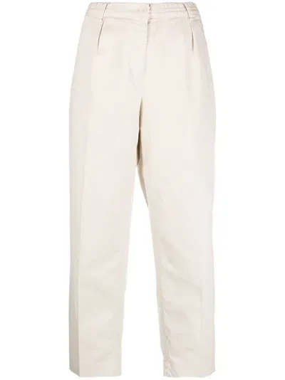 Aspesi Elastic-waist Cropped Trousers In Nude