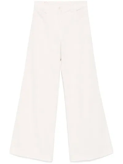 Aspesi High-waisted Fustian Trousers In Cream