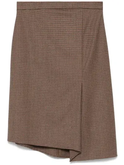 Aspesi Houndstooth-pattern Midi Skirt In Brown