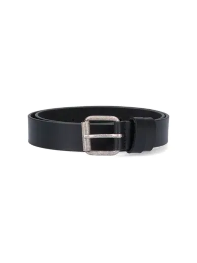 Aspesi Leather Belt In Black  