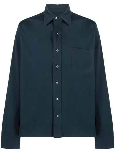 Aspesi Long-sleeves Cotton Shirt In Blau