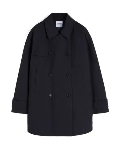 Aspesi Navy Blue Womens Trench Coat