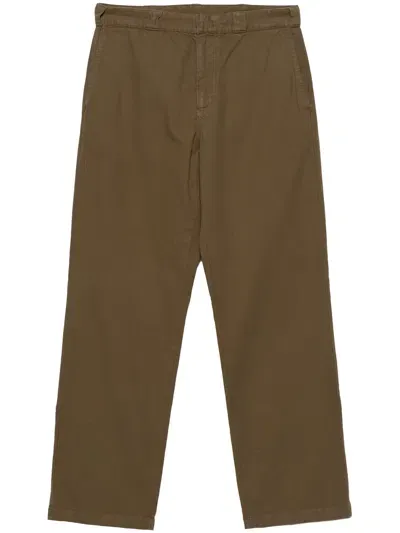 Aspesi Twill Straight-leg Trousers In Brown