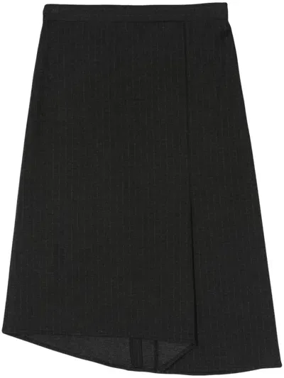 Aspesi Pinstripe-pattern Skirt In Grey