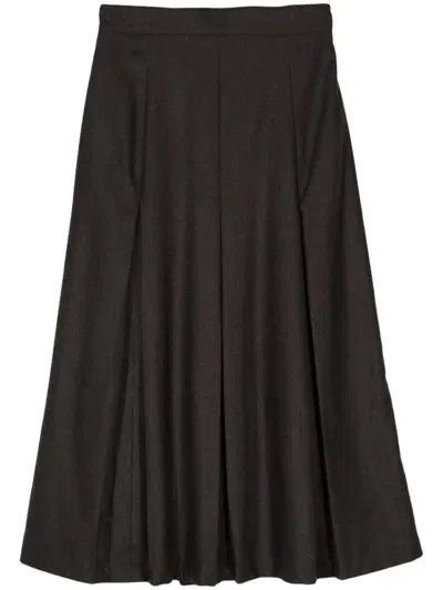 Aspesi Pleated Midi Skirt In Brown