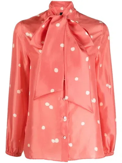 Aspesi Pussy Bow Silk Shirt In Rosa