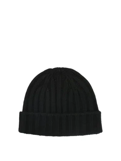 Aspesi Ribbed Chunky Knit Beanie In Black