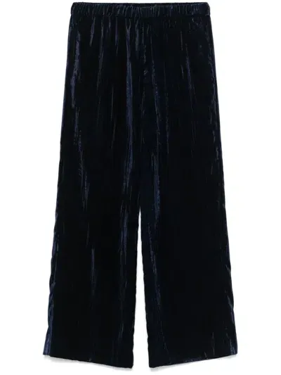 Aspesi Ribbed Velvet Trousers In Blue