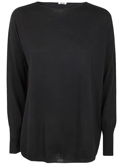 Aspesi Round Neck Over Sweater In Negro