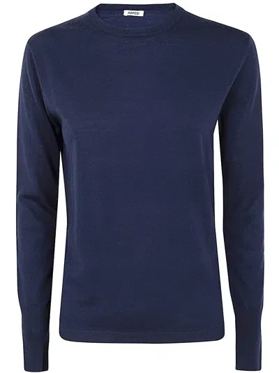 Aspesi Round Neck Sweater In Azul