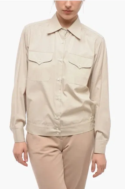 Aspesi Chest Flap Pocket Shirt In Nude