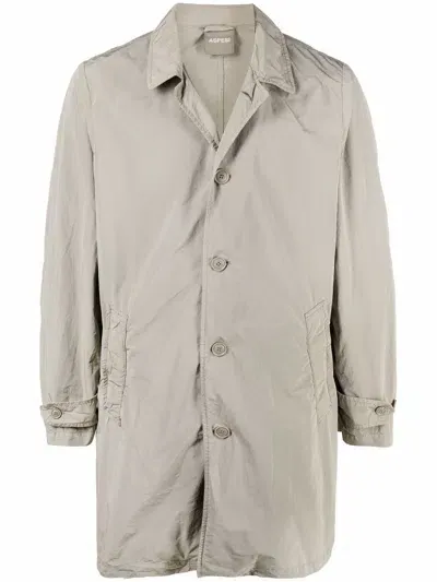 Aspesi Single-breasted Raincoat In Nude