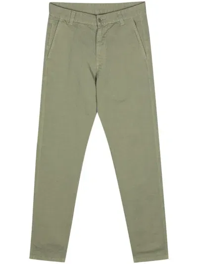 Aspesi Slub-texture Trousers In Green