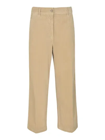 Aspesi Straight Leg Plain Corduroy Trousers In Sasso