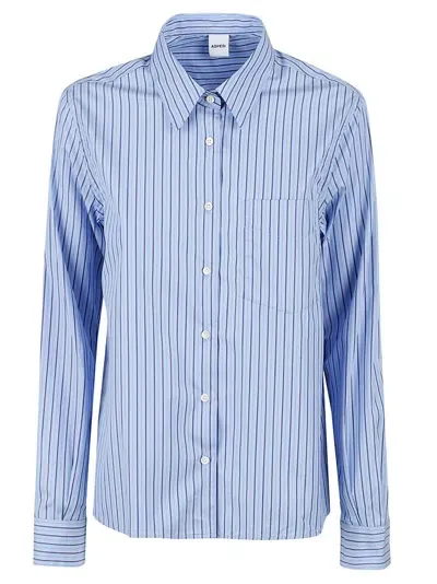 Aspesi Striped Buttoned Shirt In Light Blue