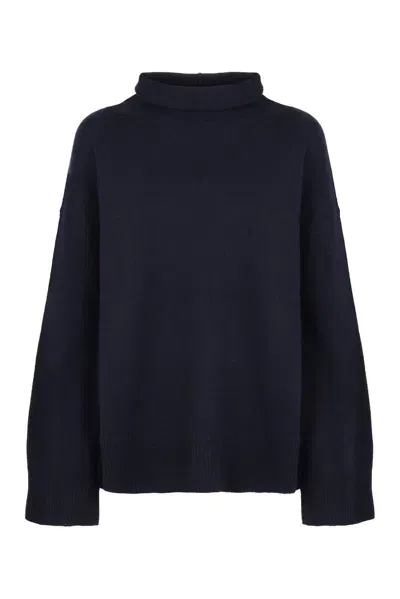 Aspesi Turtleneck Ribbed Knit Pullover In Blue