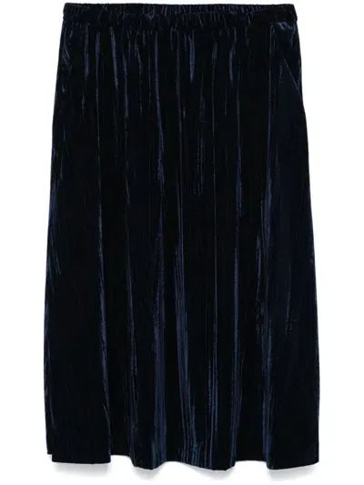 Aspesi Velvet Midi Skirt In Blue