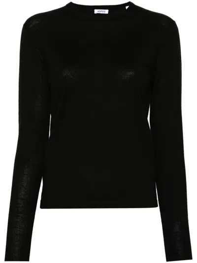 Aspesi Wool Sweater In Black