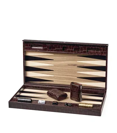 Aspinal Of London Leather Backgammon Set In Brown