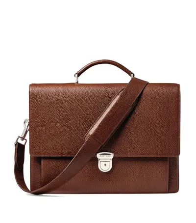 Aspinal Of London Leather City Laptop Briefcase In Brown