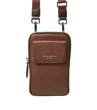 Aspinal Of London Leather Cross-body Phone Pouch In Brown