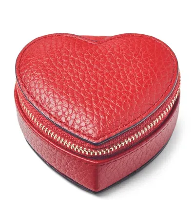 Aspinal Of London Leather Heart Watch And Ring Box In Red