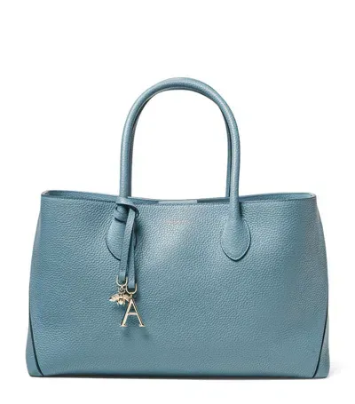 Aspinal Of London Medium London Leather Tote Bag In Blue