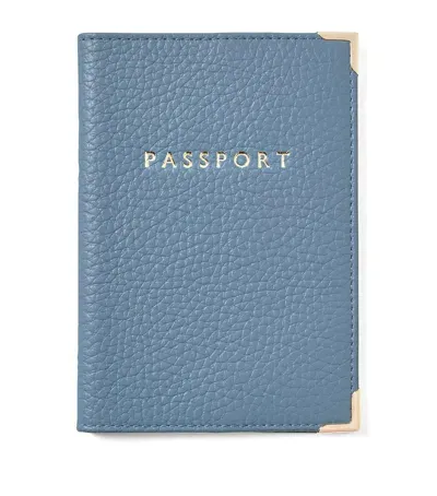 Aspinal Of London Leather Passport Cover In Blue