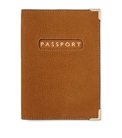 Aspinal Of London Leather Passport Cover In Brown