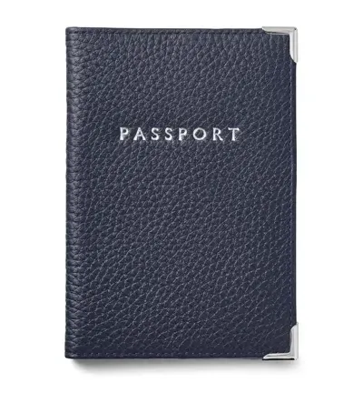 Aspinal Of London Leather Passport Cover In Navy