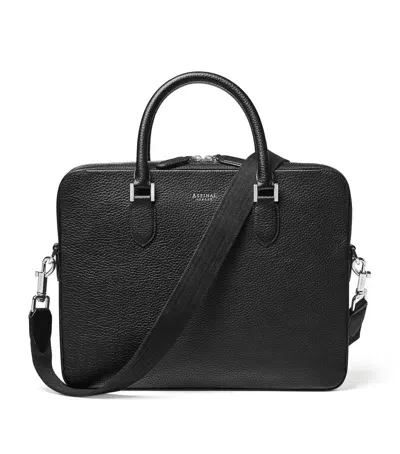 Aspinal Of London Leather Shield Briefcase In Black